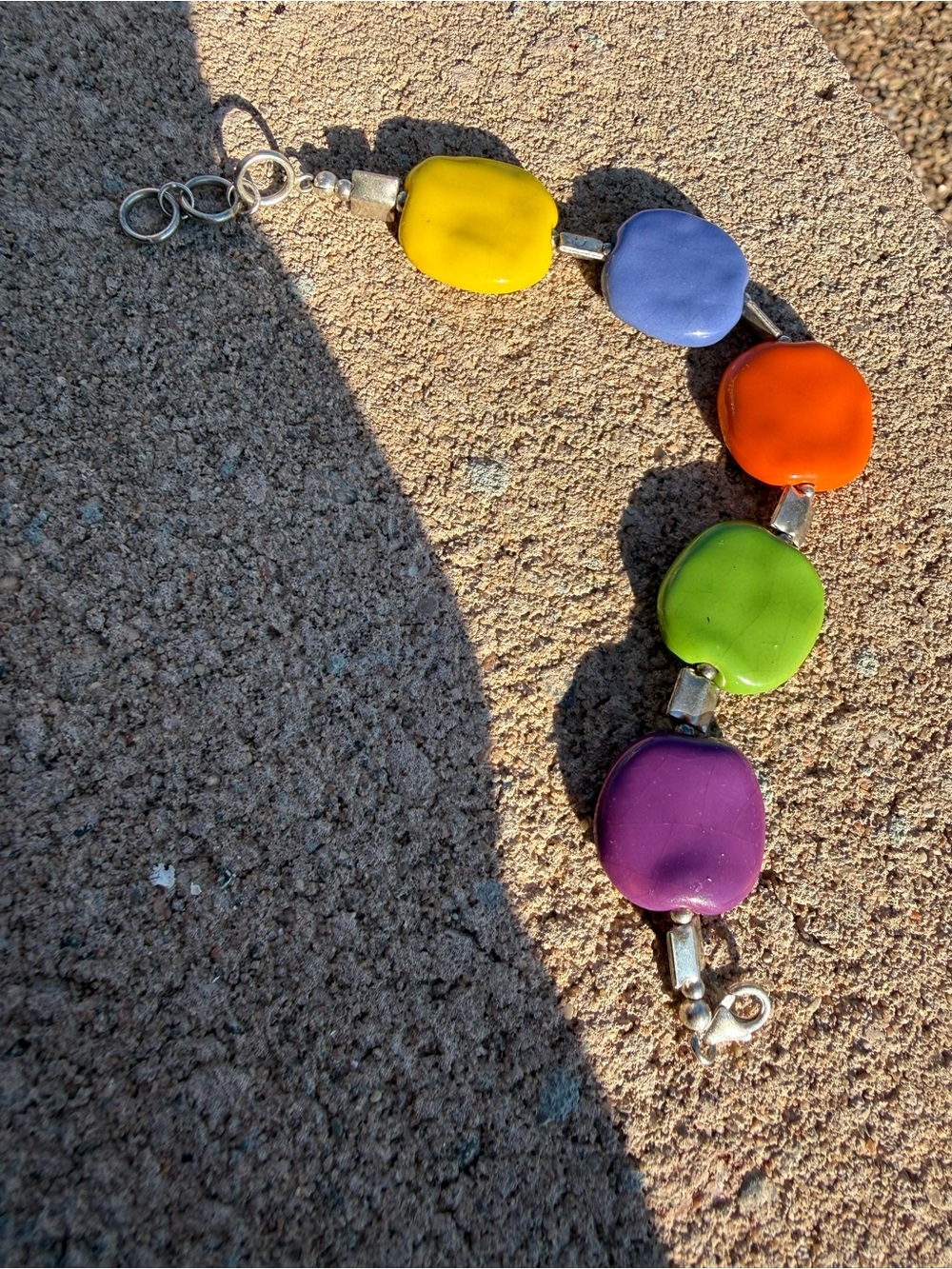 Modern Ceramic Pottery Bead Bracelet – Rainbow Multicolor Statement Bracelet